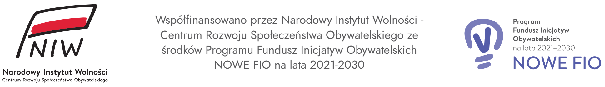 Współfinansowano przez Narodowy Instytut Wolności Centrum Rozwoju Społeczeństwa obywatelskiego ze środków Programu Fundusz Inicjatyw Obywatelskich NOWE FIO na lata 2021-2030
